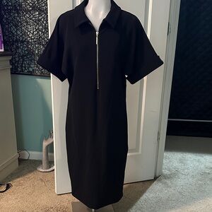 Badgley Mischka Black Midi Dress with Zip Detail